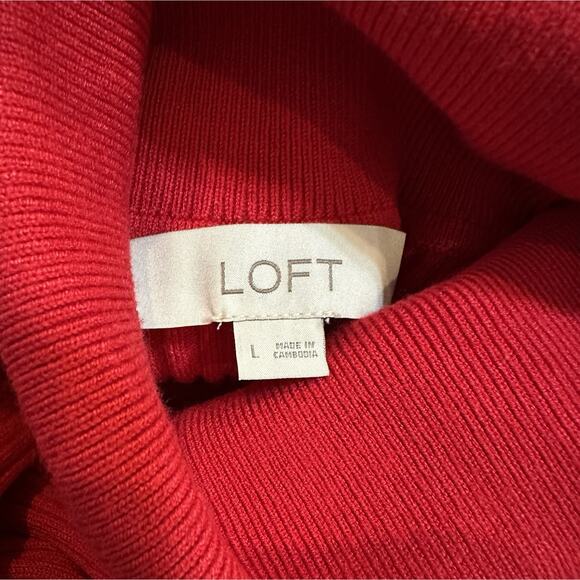 LOFT Women's Ribbed Turtleneck Pullover Sweater Size Large Red - Picture 3 of 6